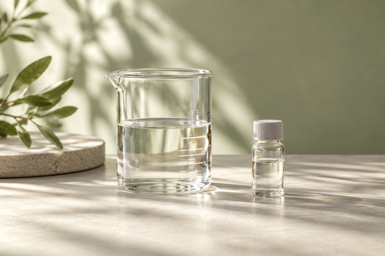 Laboratory glassware in soft natural light